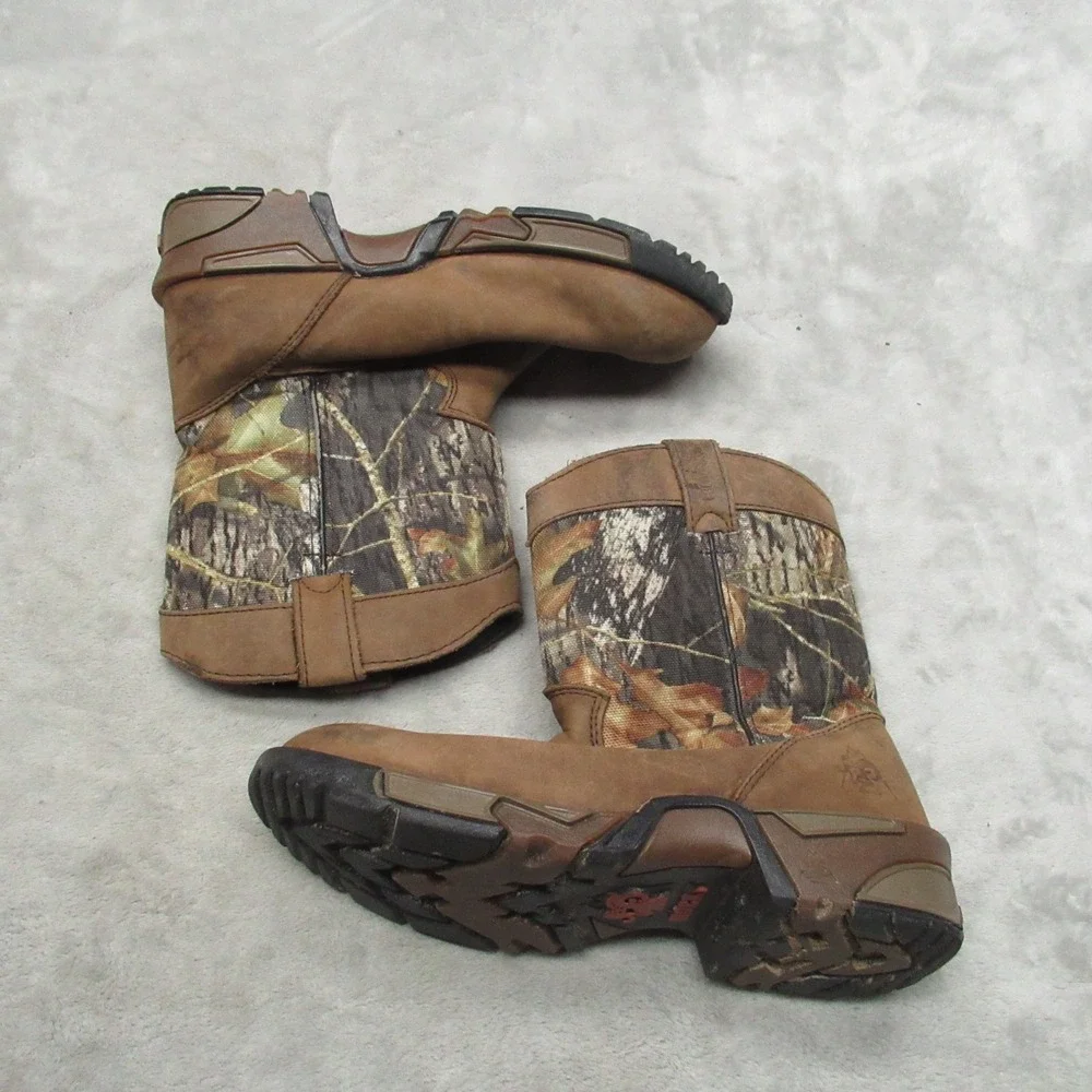 Rocky Kids 3M Boots Brown Camo Leather Wellington Water Resistant Waterfowl Hunt
